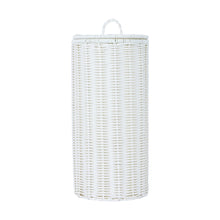 White Rattan Look Toilet Roll Holder