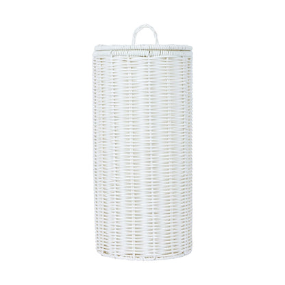 White Rattan Look Toilet Roll Holder