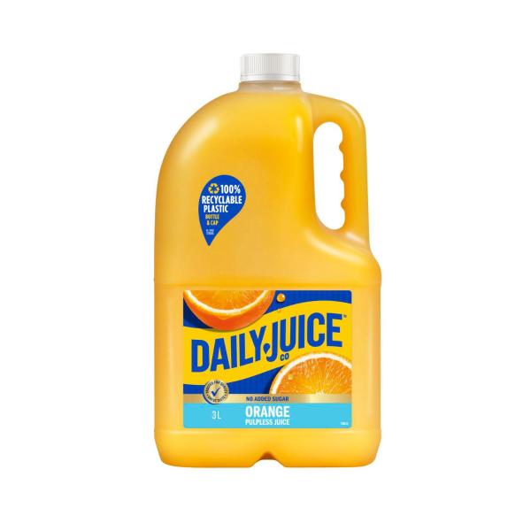 DAILY JUICE ORANGE PULP FREE NO ADDED SUGAR 3 LITRE