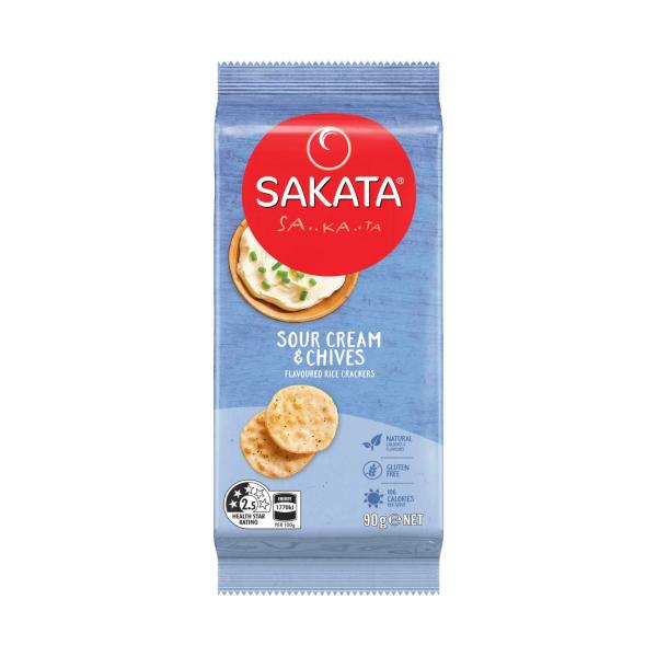 SAKATA RICE CRACKERS:SOUR CREAM CHIVES:.:90 GRAM