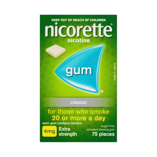 NICORETTE CLASSIC GUM 4 MG 75 PACK