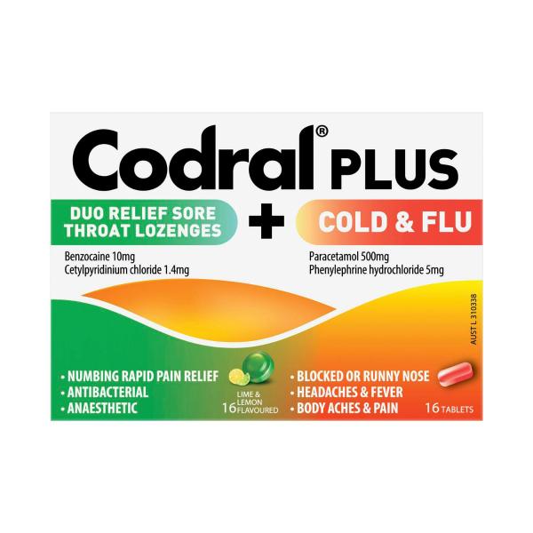 CODRAL PLUS COLD & FLU + LOZENGE COMBO KIT 32PK