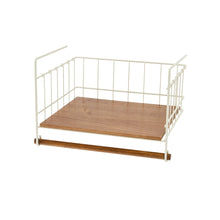 Off White and Acacia Undershelf Basket