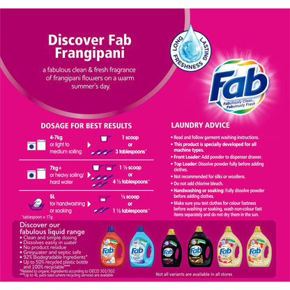 Fab Laundry Washing Powder Fresh Frangipani 1kg