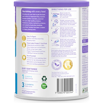 Bubs Organic Grass Fed Follow On Formula Stage 2 800g