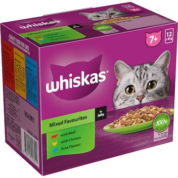 Whiskas Senior 7+ Years Wet Cat Food Mixed Favourites In Jelly 85g x 12 pack