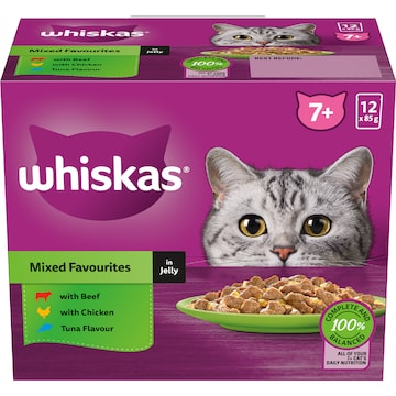 Whiskas Senior 7+ Years Wet Cat Food Mixed Favourites In Jelly 85g x 12 pack