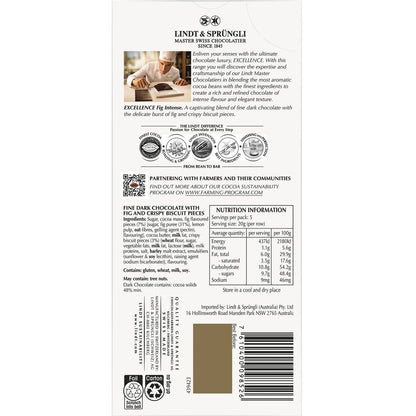 Lindt Excellence Fig Intense Dark Chocolar Block 100g