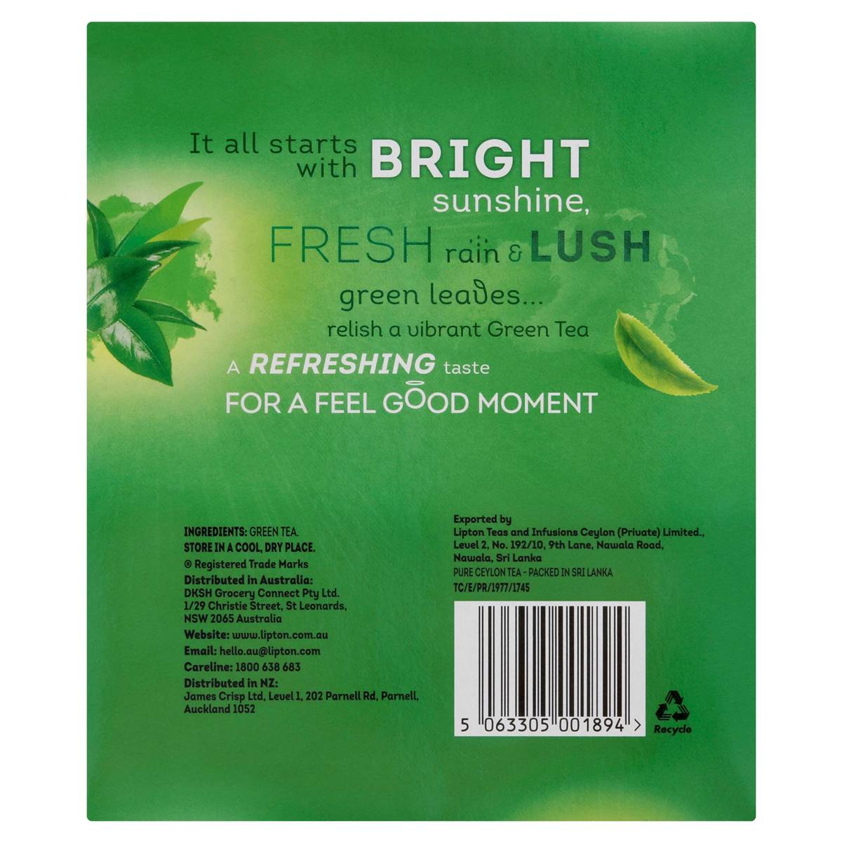 Lipton Green Tea Bags 100 pack