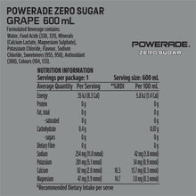 Powerade Grape Zero Sugar Sports Drink Sipper Cap 600mL