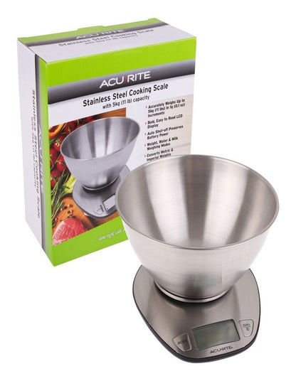 Stainless Steel Digital Kitchen Scale with Bowl 1g/5kg