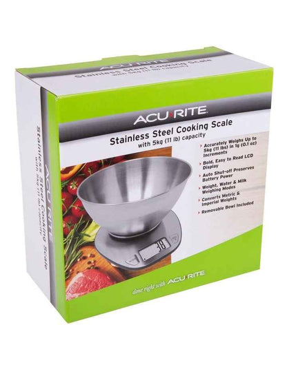 Stainless Steel Digital Kitchen Scale with Bowl 1g/5kg