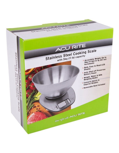 Stainless Steel Digital Kitchen Scale with Bowl 1g/5kg