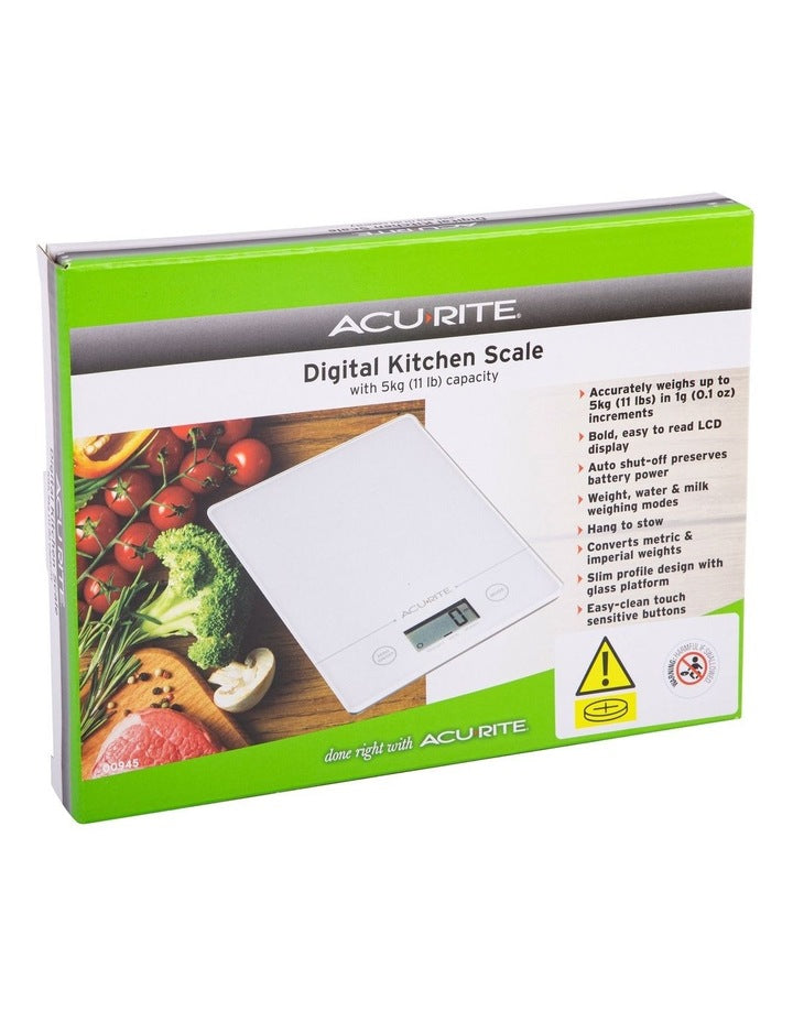 Slimline Digital Scale 1g/5kg in White