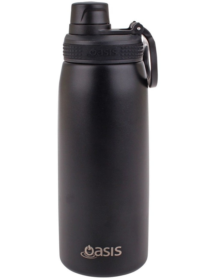 Stainless Steel Double Wall Insulated Sports Bottle With Screw Cap Lid 780ml in Black