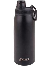 Stainless Steel Double Wall Insulated Sports Bottle With Screw Cap Lid 780ml in Black