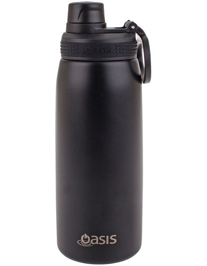 Stainless Steel Double Wall Insulated Sports Bottle With Screw Cap Lid 780ml in Black