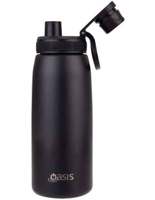 Stainless Steel Double Wall Insulated Sports Bottle With Screw Cap Lid 780ml in Black