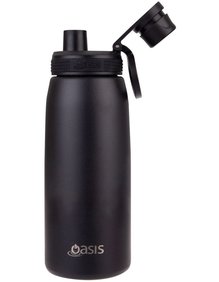 Stainless Steel Double Wall Insulated Sports Bottle With Screw Cap Lid 780ml in Black