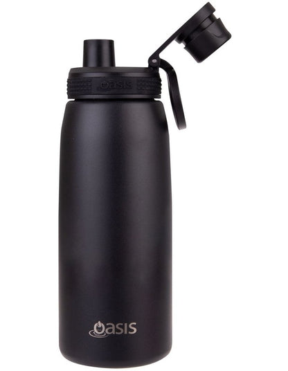 Stainless Steel Double Wall Insulated Sports Bottle With Screw Cap Lid 780ml in Black