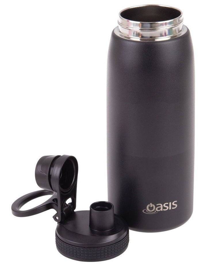 Stainless Steel Double Wall Insulated Sports Bottle With Screw Cap Lid 780ml in Black
