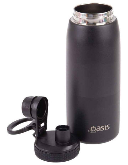Stainless Steel Double Wall Insulated Sports Bottle With Screw Cap Lid 780ml in Black