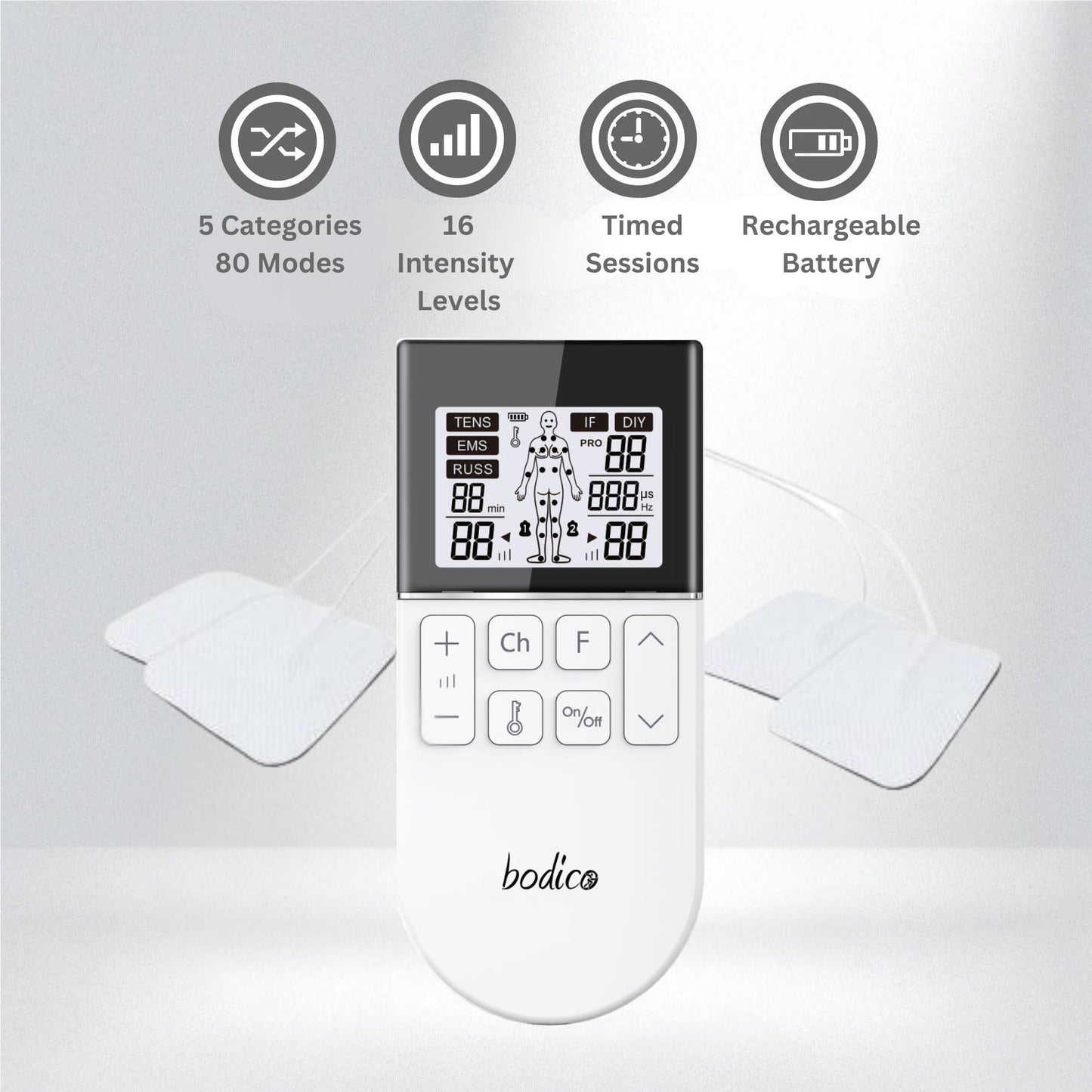 Bodico Digital TENS/EMS 2 Channel/4 Pads
