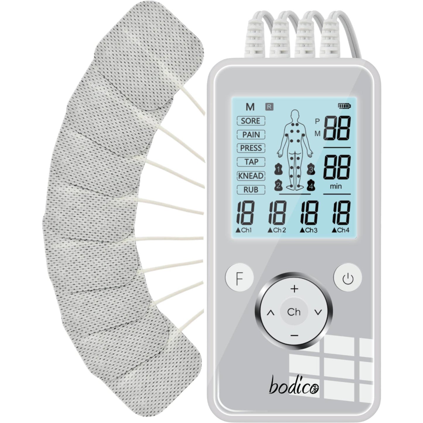 Bodico Digital TENS/EMS 4 Channel/8 Pads