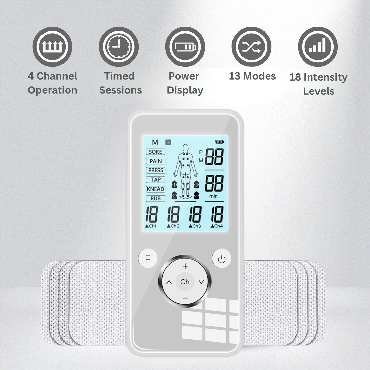 Bodico Digital TENS/EMS 4 Channel/8 Pads