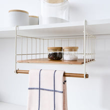 Off White and Acacia Undershelf Basket