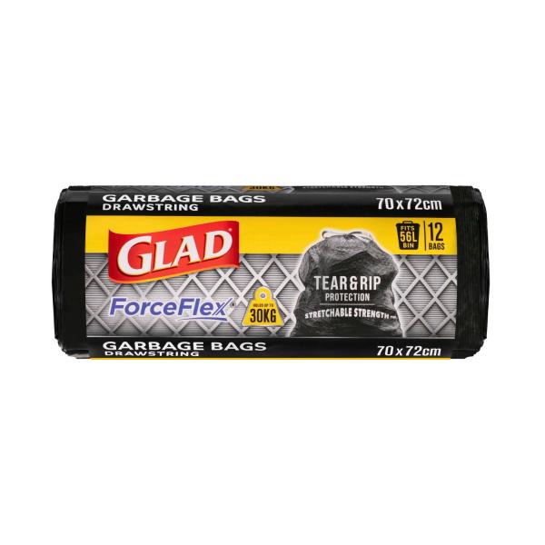 GLAD FORCEFLEX DRAWSTRING GARBAGE BAGS 12 PACK