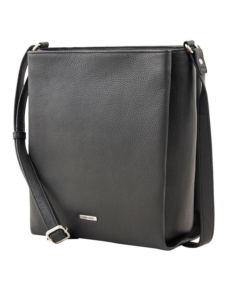 Atlantis Black Leather Crossbody Bag