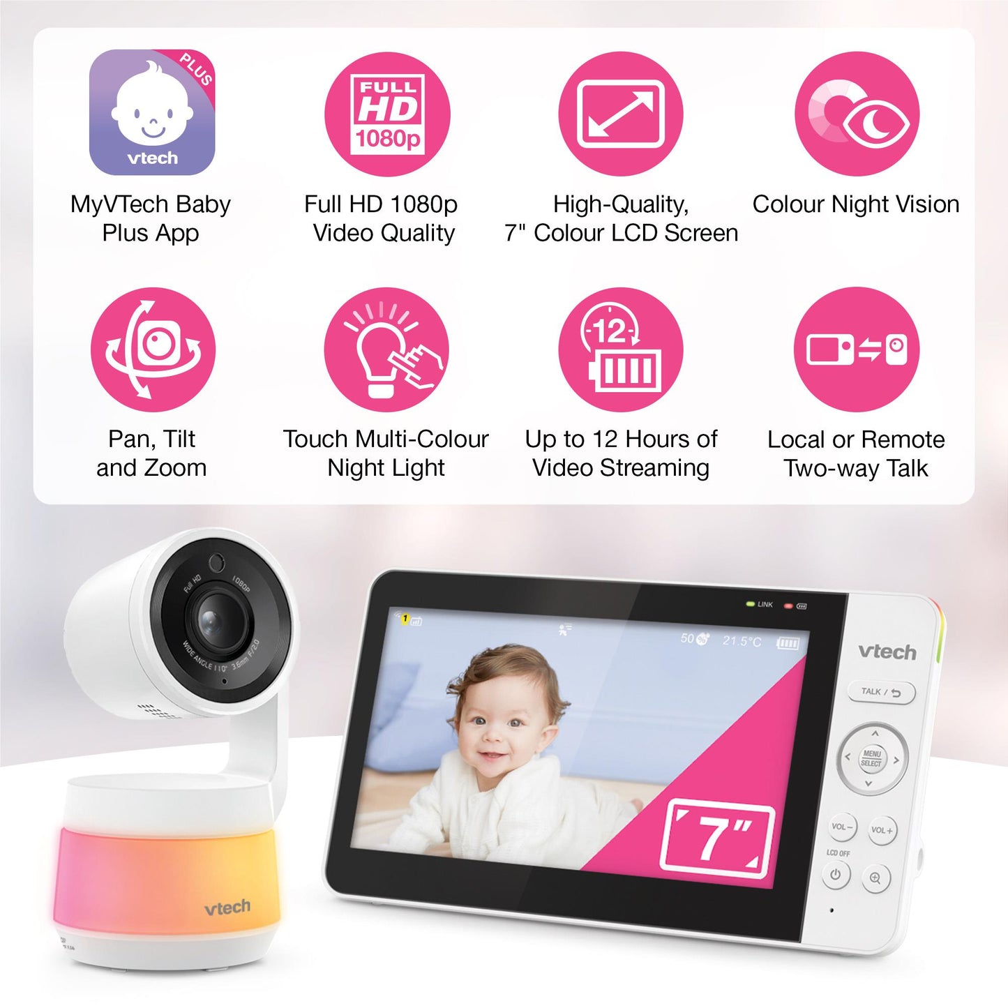 VTech RM7667HQ 7” Smart Pan & Tilt Video Monitor