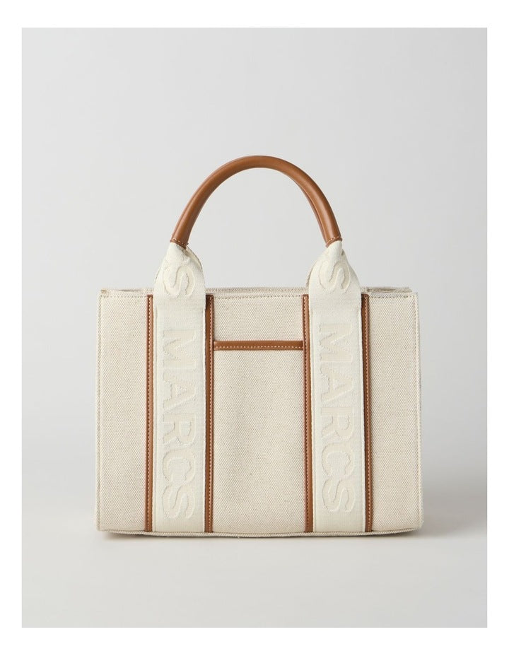 Barbados Zip Top Tote Bag in Natural Beige