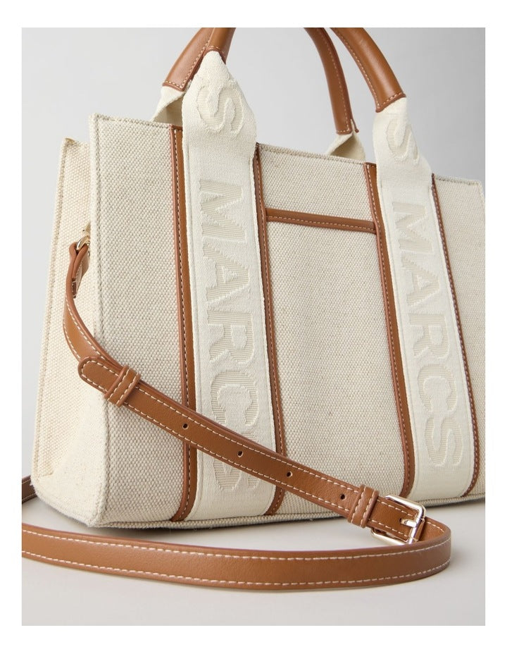 Barbados Zip Top Tote Bag in Natural Beige