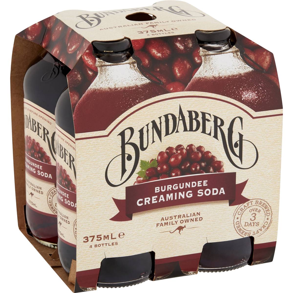 Bundaberg Burgundee Creaming Soda 375ml x4 Pack