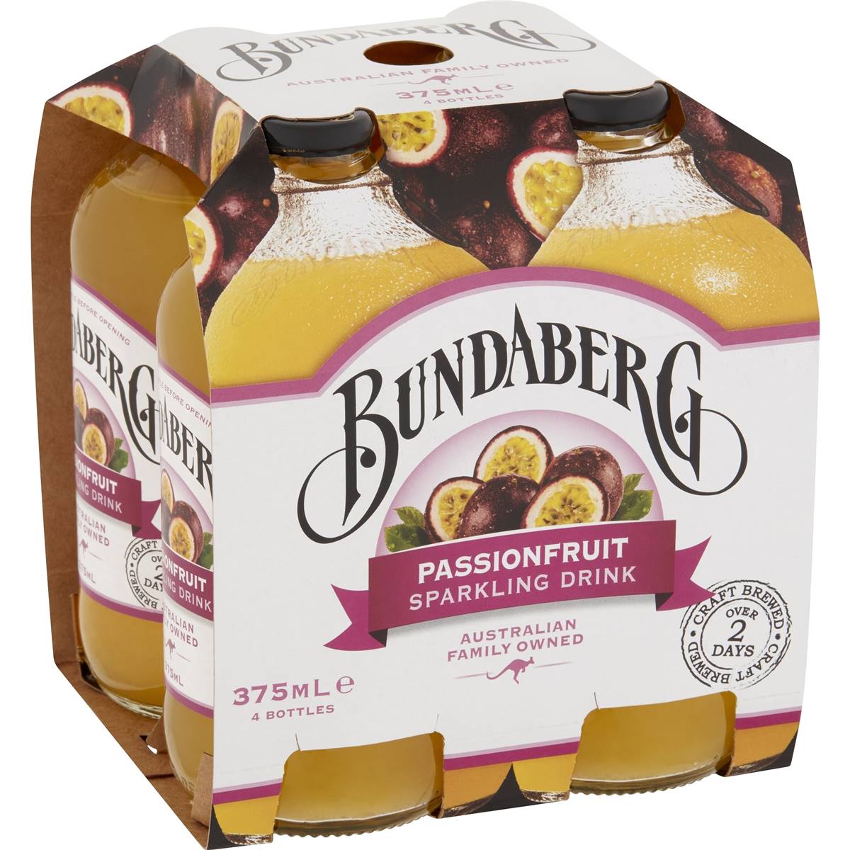 Bundaberg Sparkling Passionfruit Drink 375ml x4 Pack