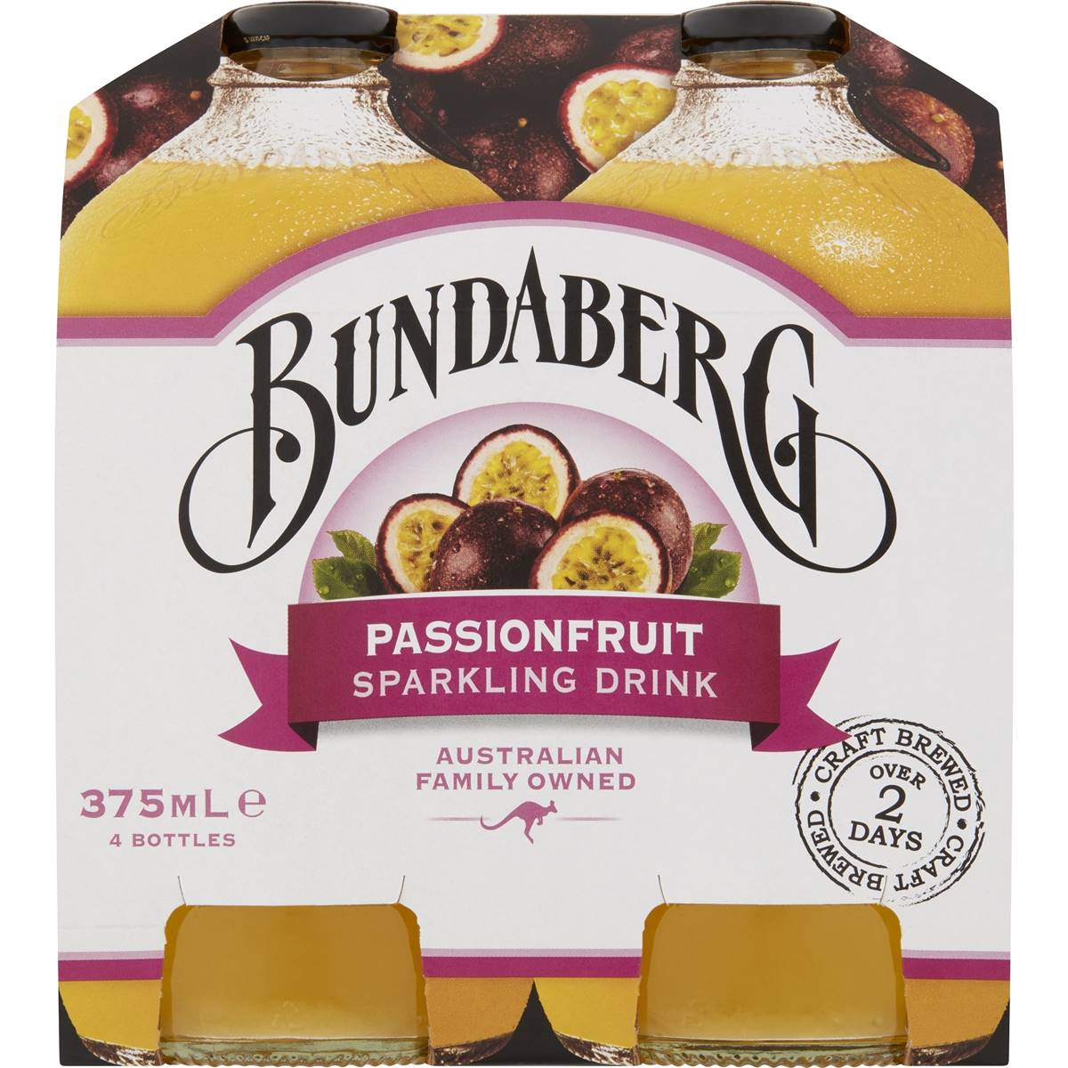 Bundaberg Sparkling Passionfruit Drink 375ml x4 Pack