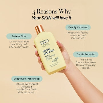 Thanks To Nature Creamy Body Wash Sweet Almond & Vanilla 500mL