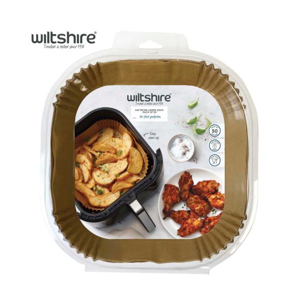WILTSHIRE SQUARE 20CM AIR FRYER PAPER LINERS 50 PACK