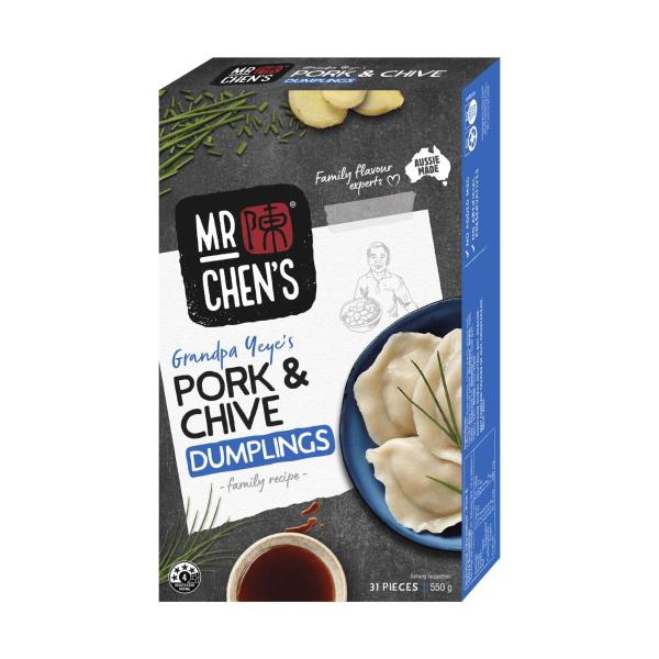 MR CHEN'S PORK & CHIVE DUMPLINGS 31 PIECES 550G