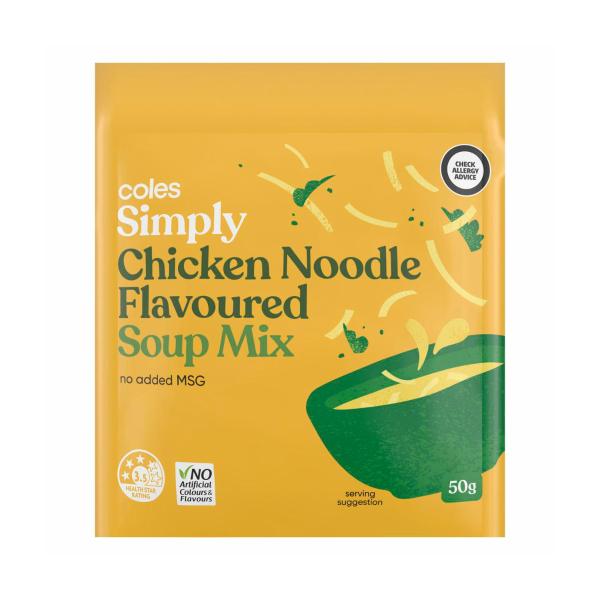 COLES SIMPLY SOUP PACKET:CHICKEN NOODLE:.:50 GRAM
