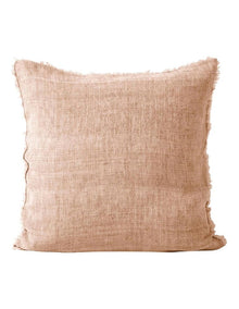 Vintage Linen Fringe Cushion in Pink Clay