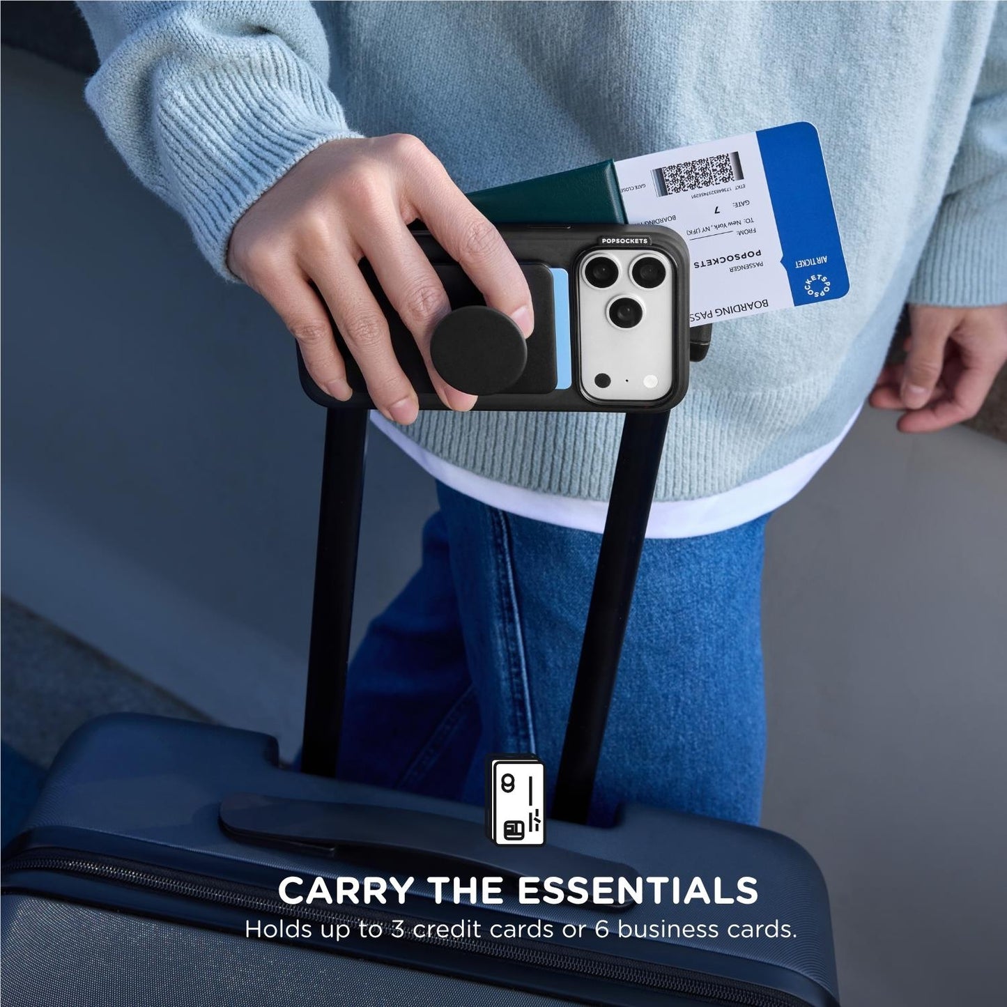 PopSockets PopWallet+ MagSafe Kick-Out Phone Wallet and Stand (Alum Radial Navy)