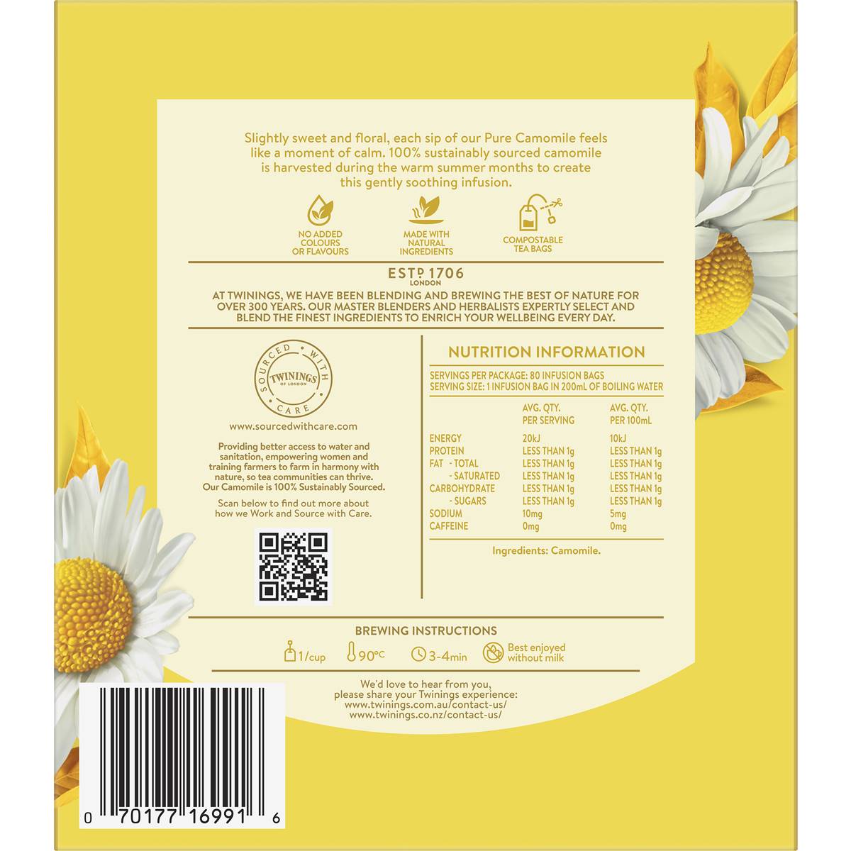 Twinings Pure Camomile Tea Bags 80 Pack