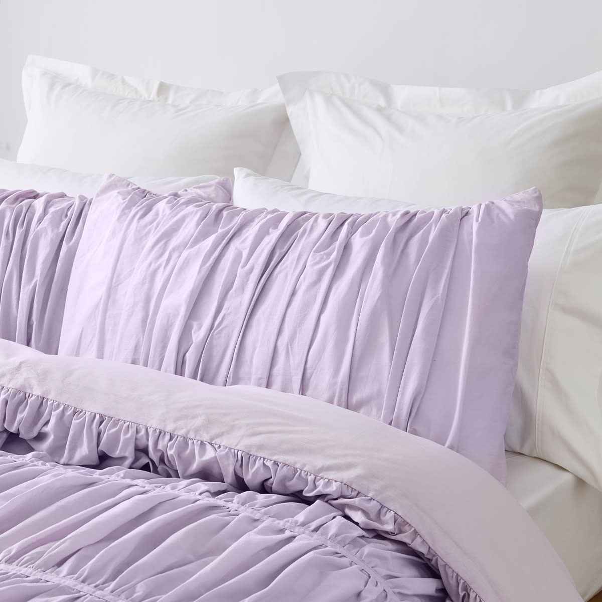 Arlo Cotton Quilt Cover Set - Queen Bed, Lilac
