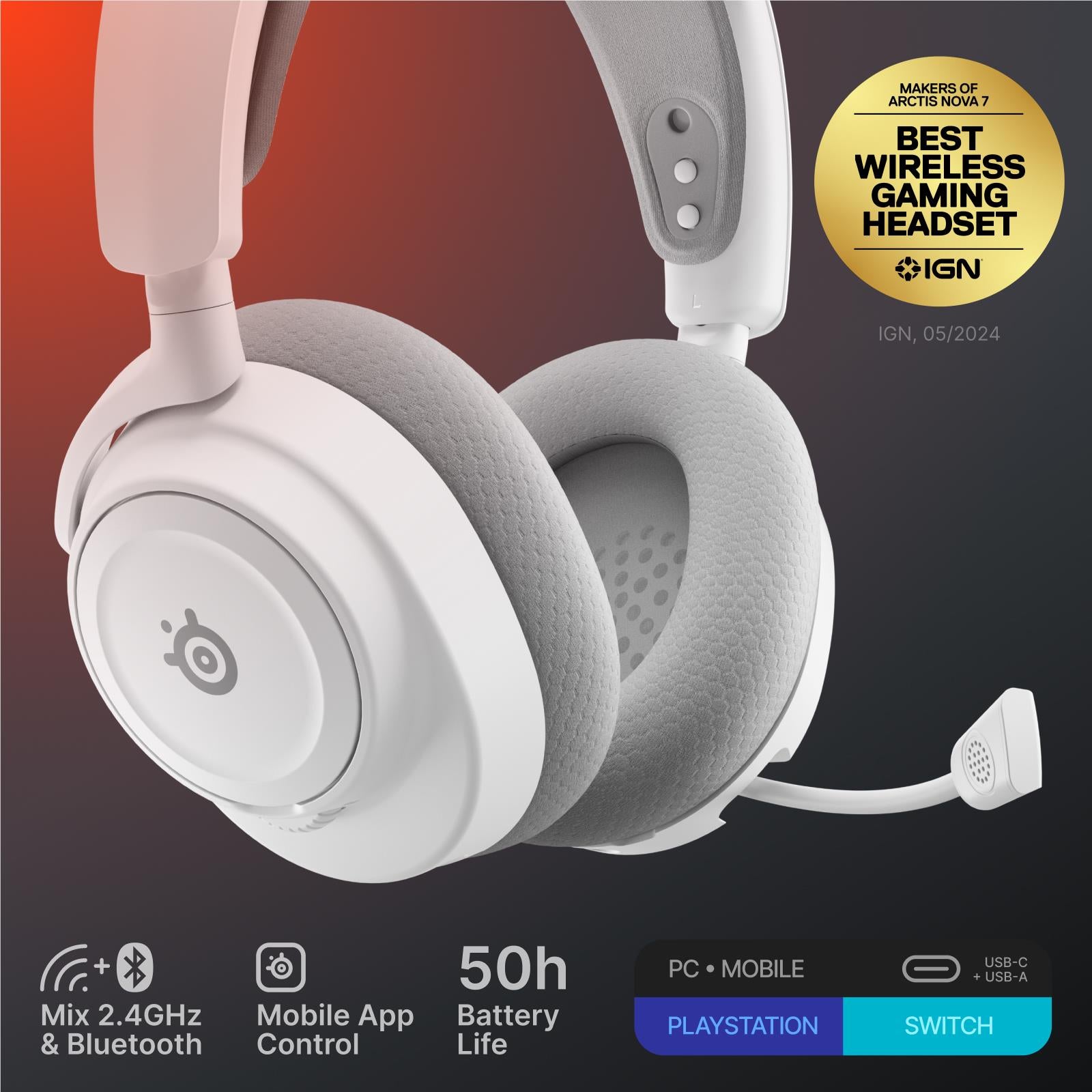 SteelSeries Arctis Nova 7 Gen 2 Wireless Gaming Headset (White)