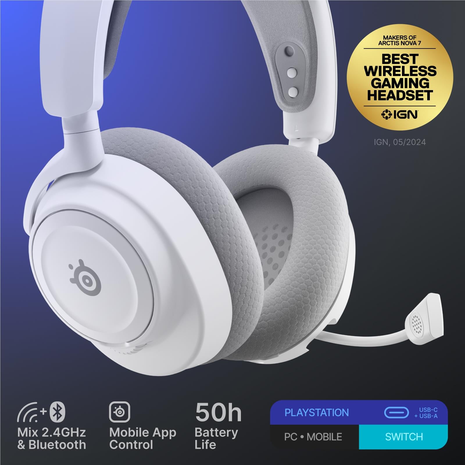 SteelSeries Arctis Nova 7P Gen 2 Wireless Gaming Headset (White)
