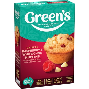 Green's White Chocolate & Raspberry Muffin Mix 400g