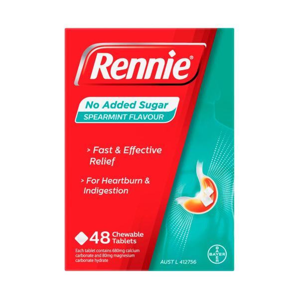 RENNIE NO ADDED SUGAR SPEARMINT 48PK